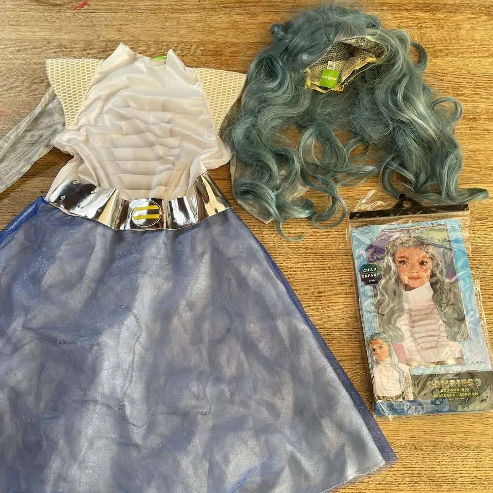 Disney Zombies 3 Addison Halloween Costume and Wig Size M 8-10